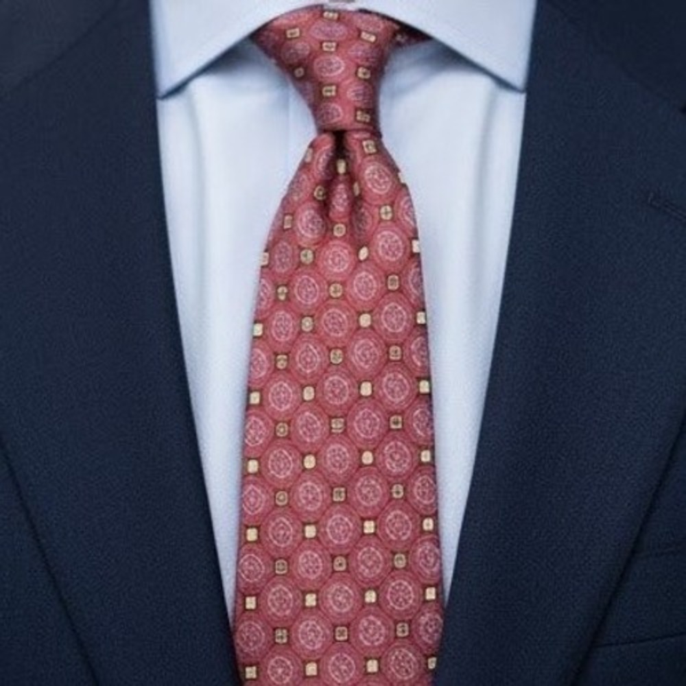 Haggar Men's Necktie Red Geometric Multicolored Classic Designer Business Attire